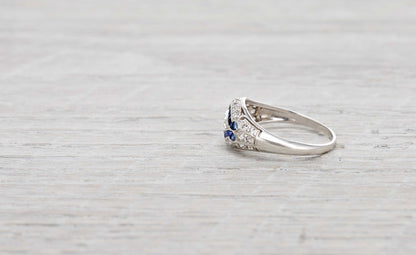 .40 Carat Art Deco Marquise Diamond and Sapphire Ring