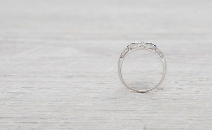 .40 Carat Art Deco Marquise Diamond and Sapphire Ring