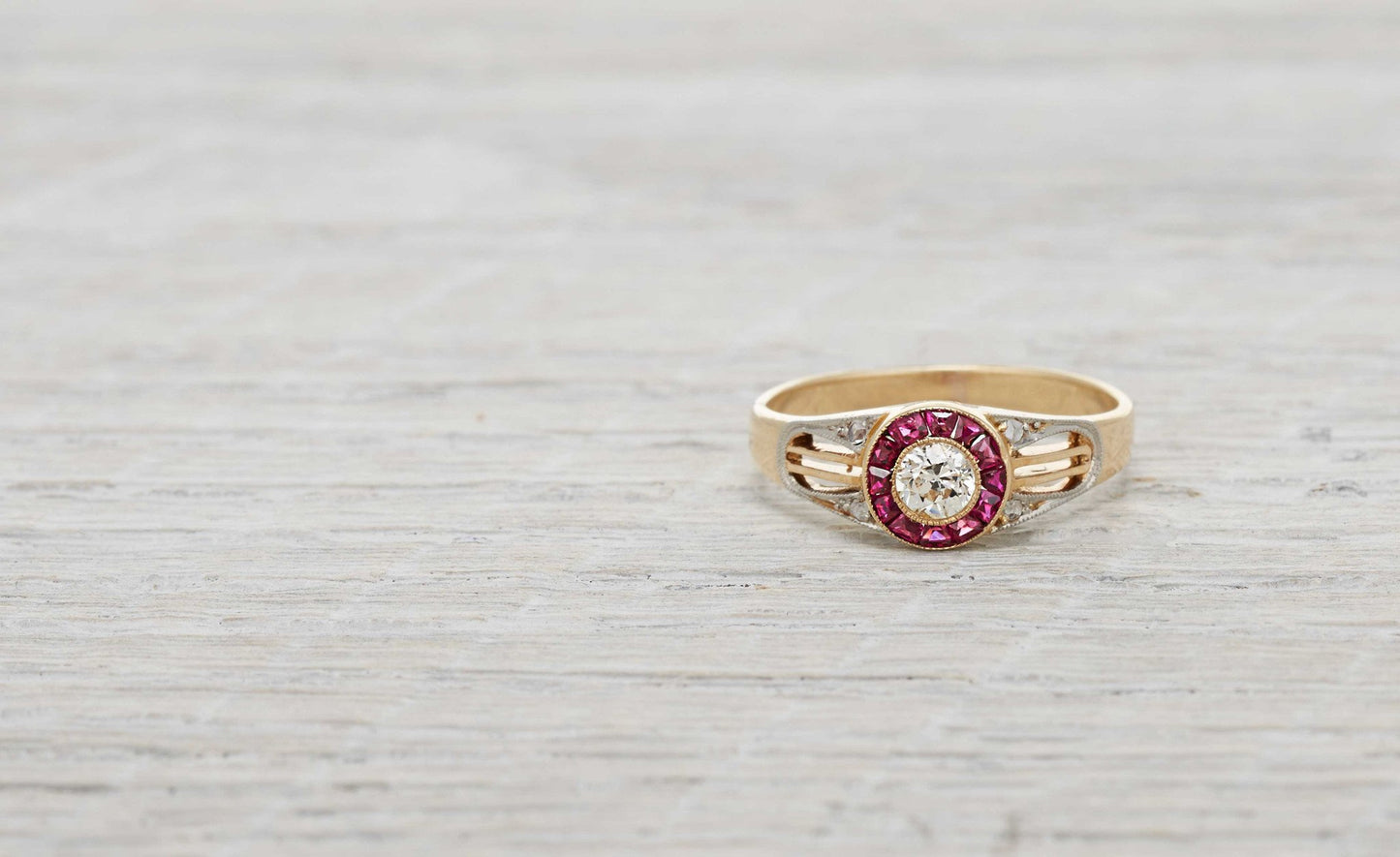 .30 Carat Edwardian Diamond & Ruby Engagement Ring